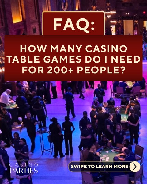 A Casino Parties FAQ post about table games for two hundred guests