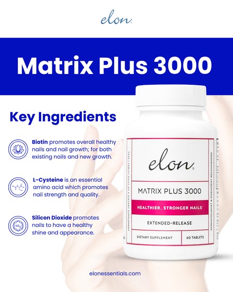 An Elon Essentials post about Matrix Plus 3000 nail supplements